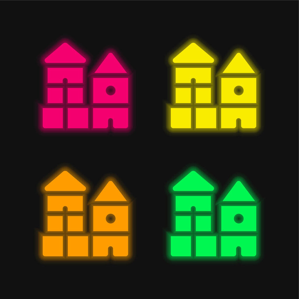 Четырехцветная неоновая иконка - Вектор,изображение