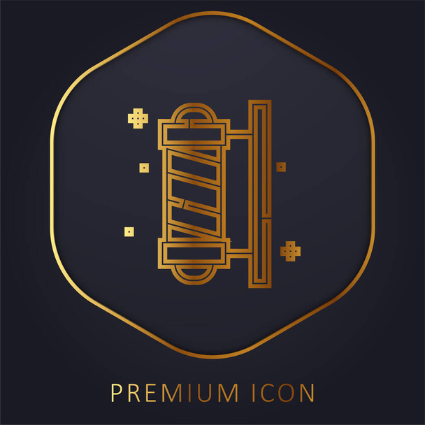 Barber Pole golden line premium logo or icon - Vector, Image