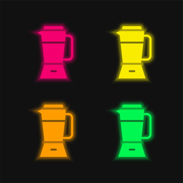 Licuadora de cuatro colores brillante icono de vectores de neón - Vector, Imagen