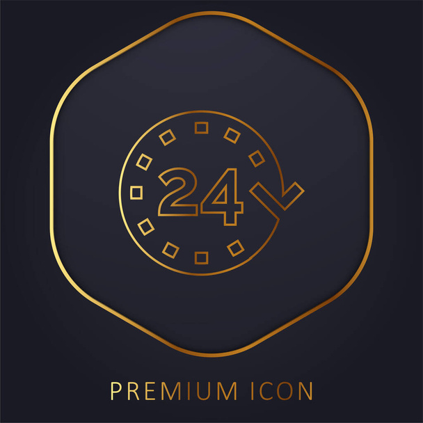 24 Horas línea de oro logotipo premium o icono - Vector, Imagen