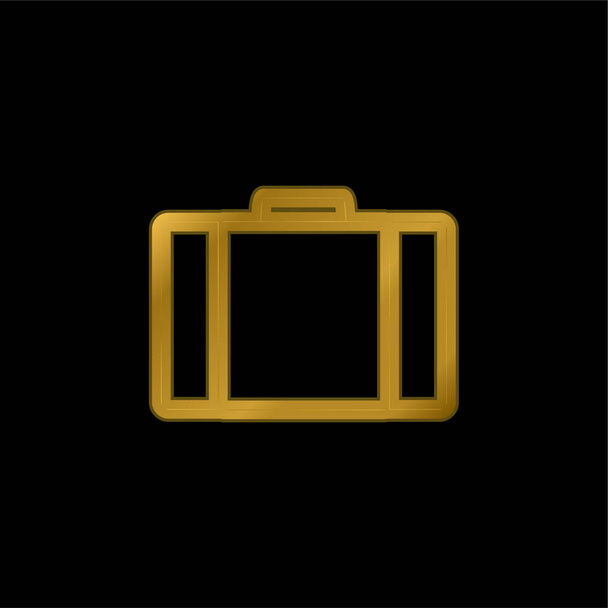 Esquema de equipaje chapado en oro icono metálico o logo vector - Vector, imagen