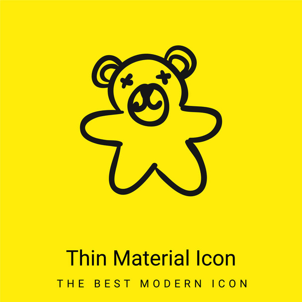 Bear Hand Drawn Toy minimal bright yellow material icon - Vector, Image