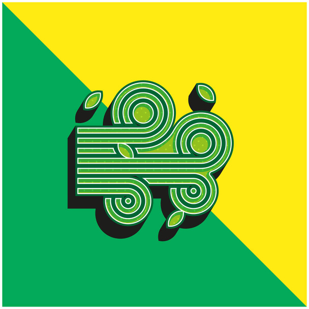 Air Green и желтый современный 3d векторный логотип - Вектор,изображение