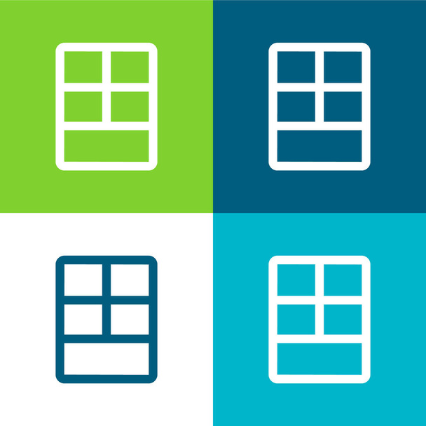Diseño grande Plano de cuatro colores mínimo icono conjunto - Vector, imagen