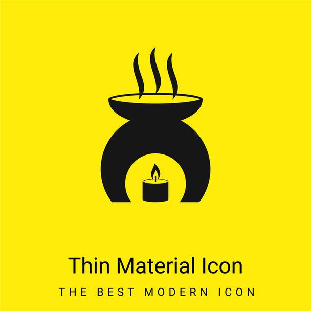 Aromatherapy Tool With A Burning Candle Heating Fragrance Oil minimal bright yellow material icon - Vector, Image