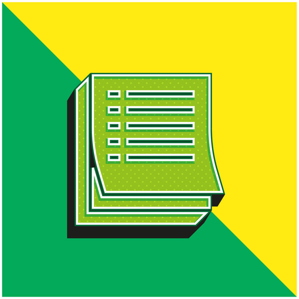 Agenda Verde e amarelo moderno logotipo do ícone do vetor 3d - Vetor, Imagem