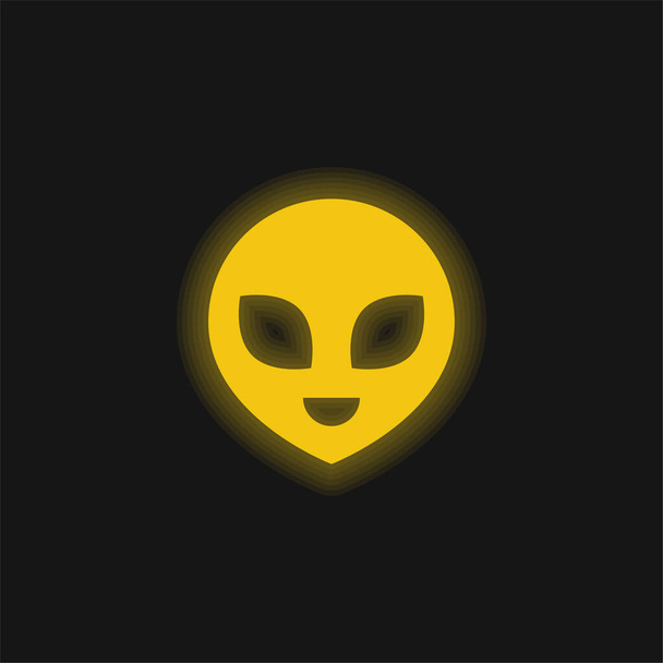 Idegen sárga izzó neon ikon - Vektor, kép
