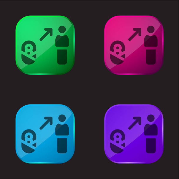 Výhody čtyři barevné sklo ikony - Vektor, obrázek