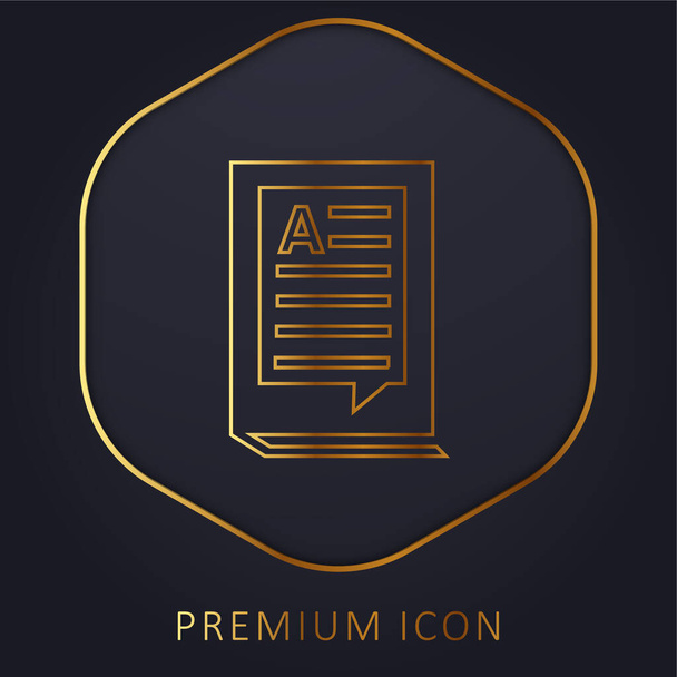 Libro cerrado con texto línea dorada logotipo premium o icono - Vector, Imagen