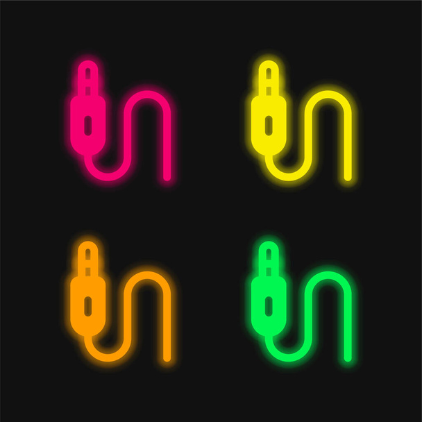 Audio Jack quattro colori luminosi icona vettoriale al neon - Vettoriali, immagini