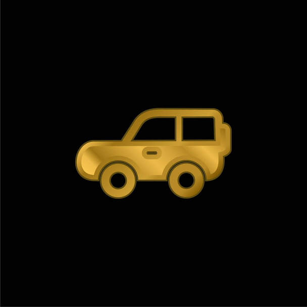 4x4 auto lato vista oro placcato icona metallica o logo vettoriale - Vettoriali, immagini