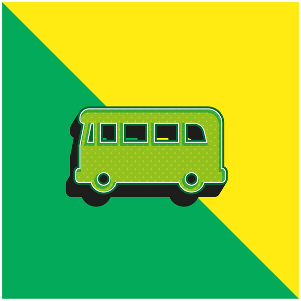 Aeropuerto autobús verde y amarillo moderno 3d vector icono logo - Vector, imagen