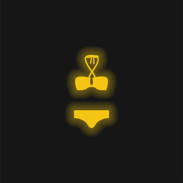 Biquíni amarelo brilhante ícone de néon - Vetor, Imagem