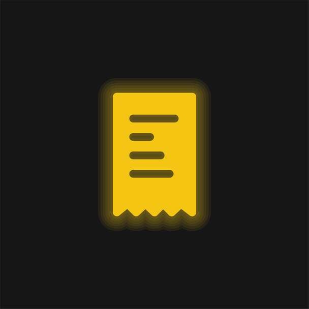 Icône néon brillant Bill jaune - Vecteur, image