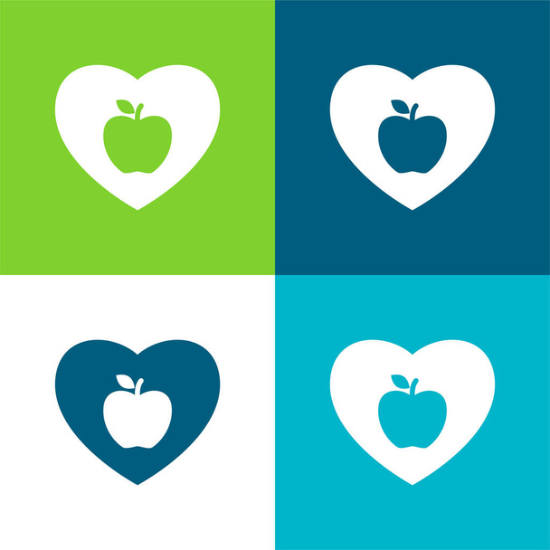 Apple Lover Flat set di icone minimali a quattro colori - Vettoriali, immagini
