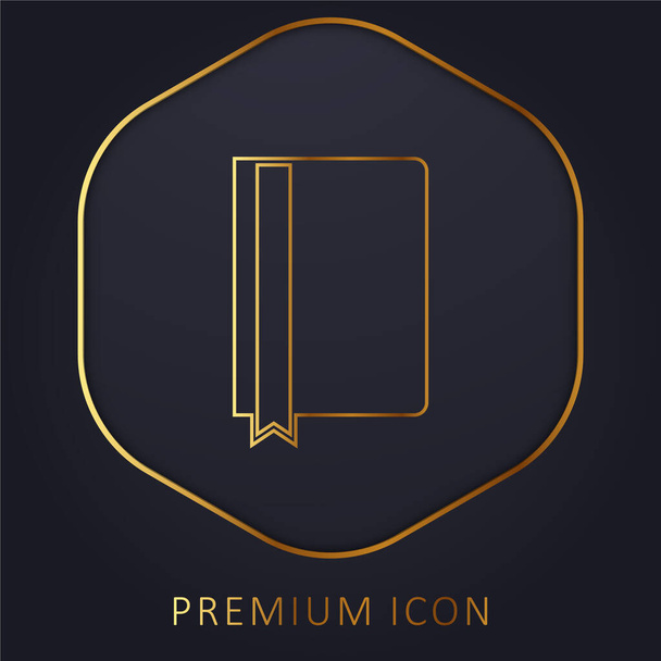 Buch des dunklen Einbands mit Lesebändchen goldene Linie Premium-Logo oder Symbol - Vektor, Bild