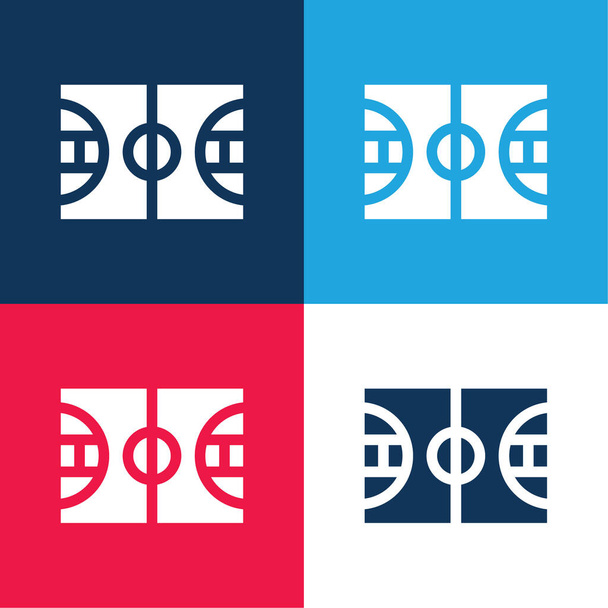 Basketball blue and red four color minimal icon set - Vector, Image