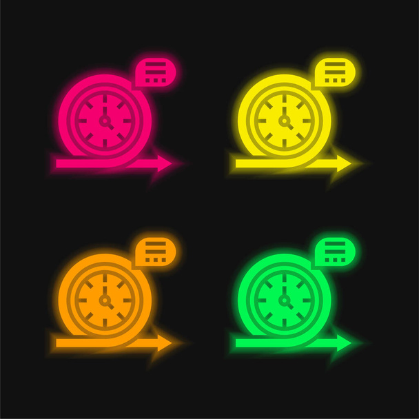 Çevik dört renk parlayan neon vektör simgesi - Vektör, Görsel
