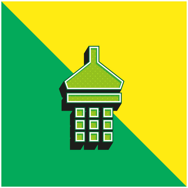 バスルームシャワーグリーンと黄色のモダンな3Dベクトルアイコンのロゴ - ベクター画像