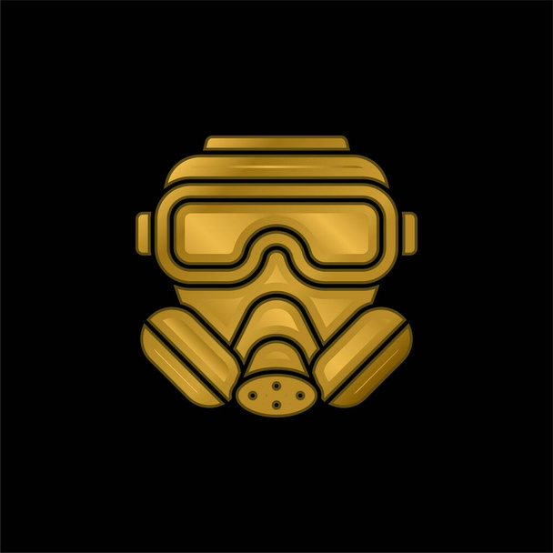 Biological Hazard gold plated metalic icon or logo vector - Vector, Image