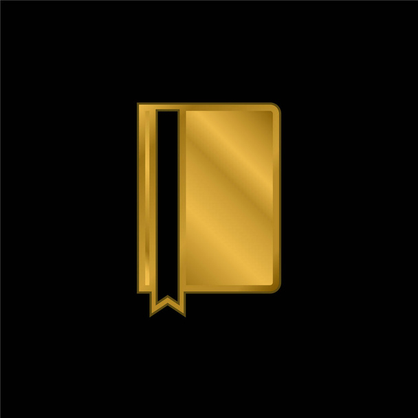 Buch des dunklen Einbands mit Lesebändchen vergoldet metallisches Symbol oder Logo-Vektor - Vektor, Bild
