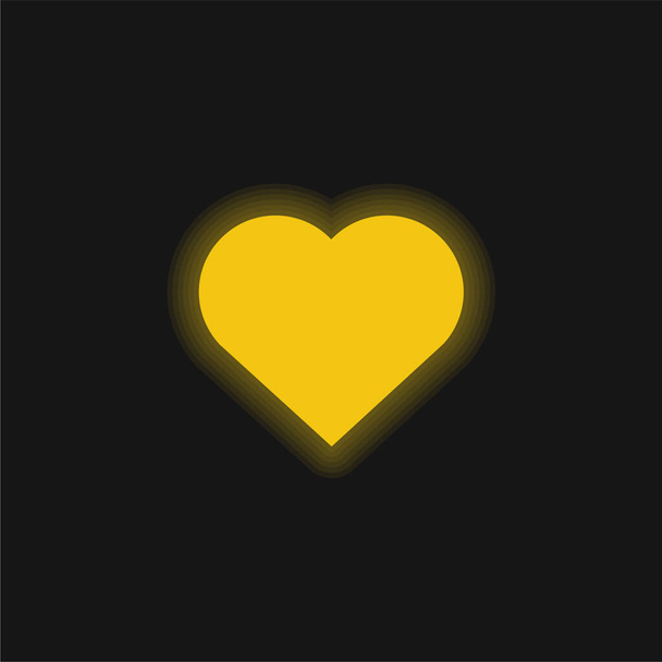 Nagy Szív sárga izzó neon ikon - Vektor, kép