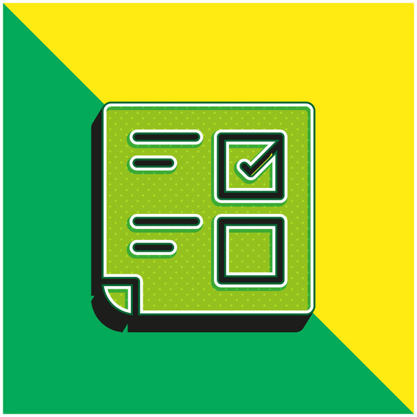 Ballot Green and yellow modern 3d vector icon logo - Vector, Image