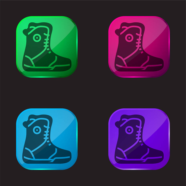 Cipő négy színű üveg gomb ikon - Vektor, kép