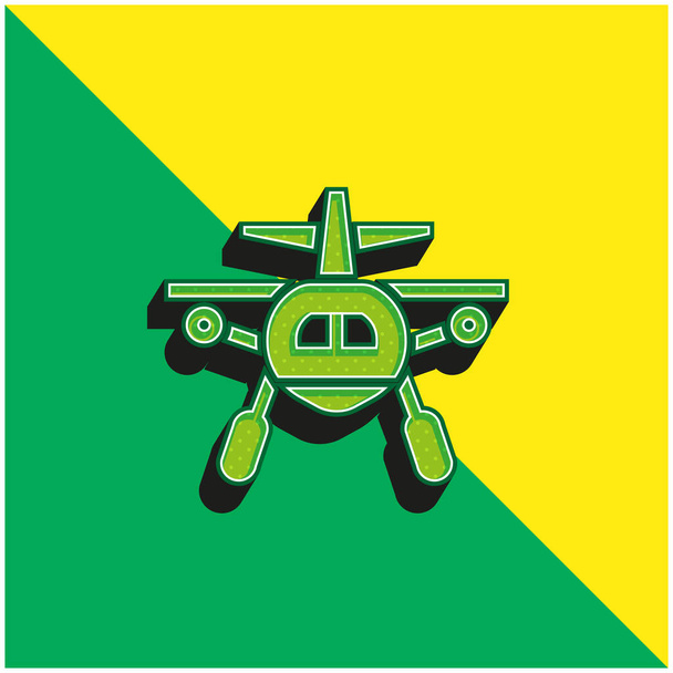 Aircraft Green and yellow modern 3d vector icon logo - Vector, Image