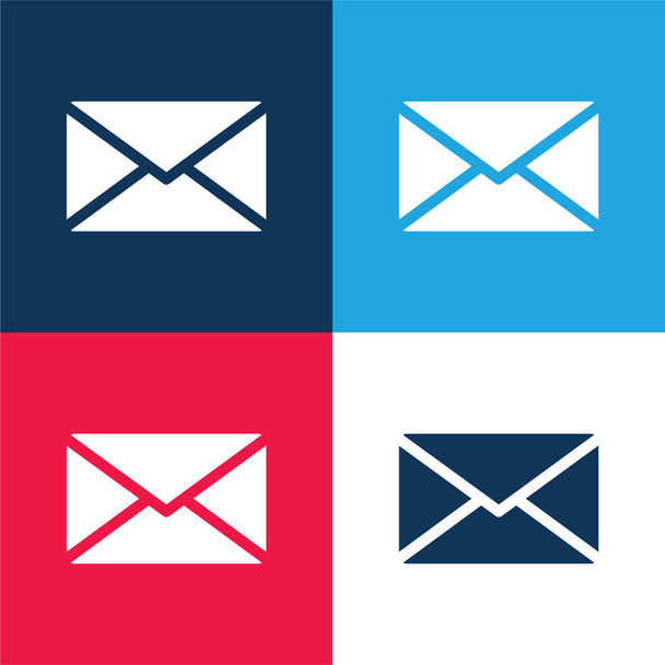 Чорний Envelope синій і червоний чотири кольори мінімальний набір ікон - Вектор, зображення