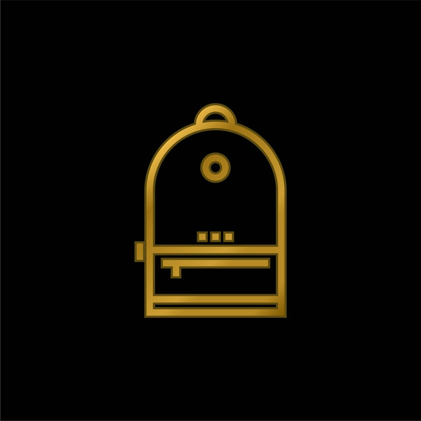 Mochila chapado en oro icono metálico o logo vector - Vector, Imagen