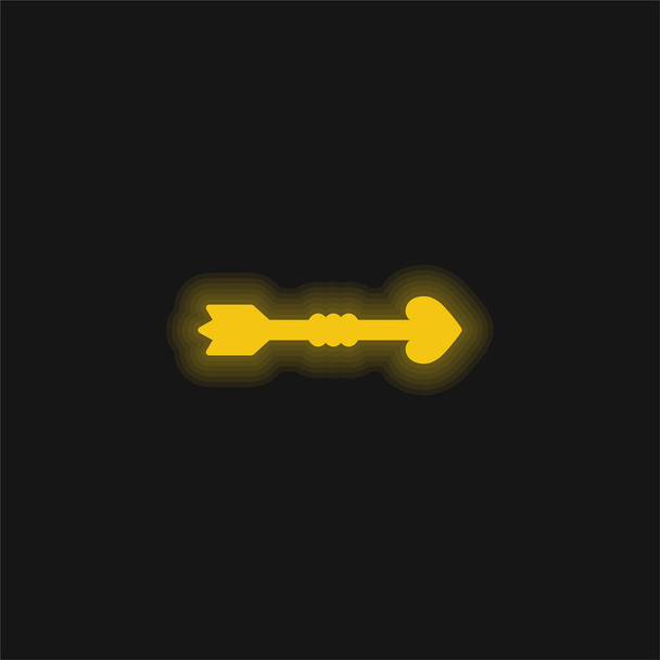 Nyíl sárga izzó neon ikon - Vektor, kép