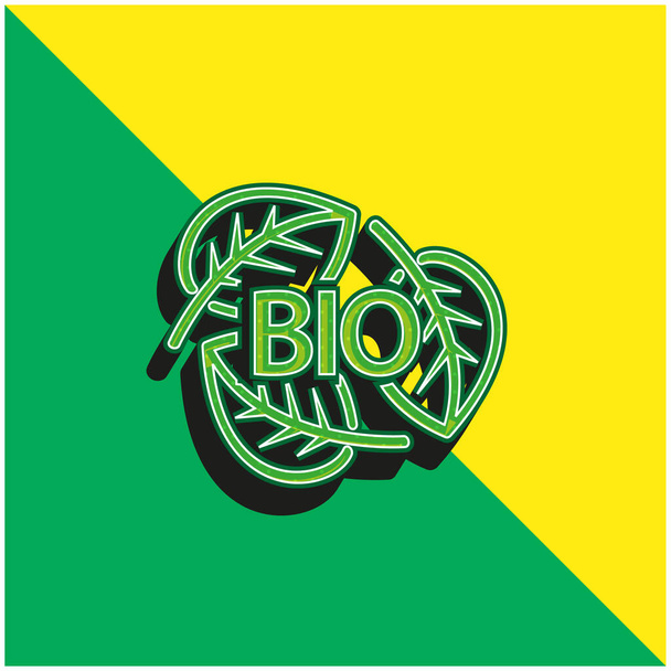 Bio Mass Eco Energy Zielone i żółte nowoczesne logo wektora 3D - Wektor, obraz