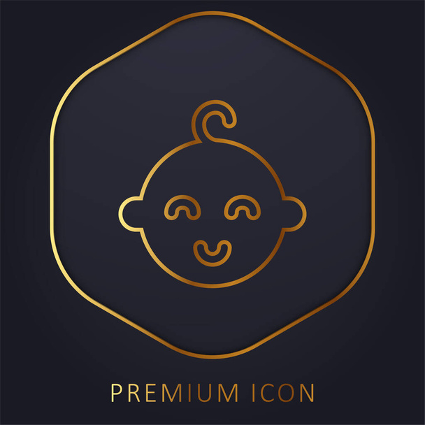 Детская золотая линия премиум логотип или значок - Вектор,изображение