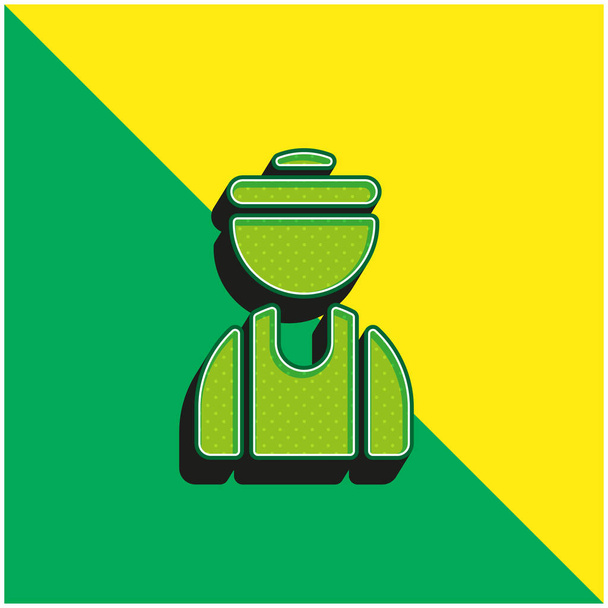 Sportoló Zöld és sárga modern 3D vektor ikon logó - Vektor, kép