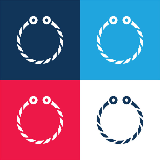 Bracelet blue and red four color minimal icon set - Vector, Image