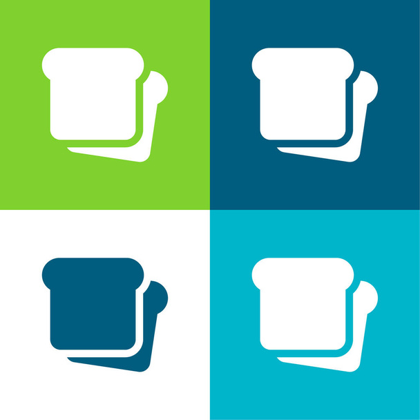 Chléb Flat čtyři barvy minimální ikona nastavena - Vektor, obrázek