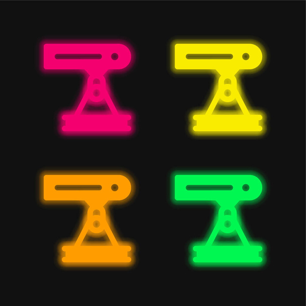 Trave quattro colori incandescente icona vettoriale al neon - Vettoriali, immagini