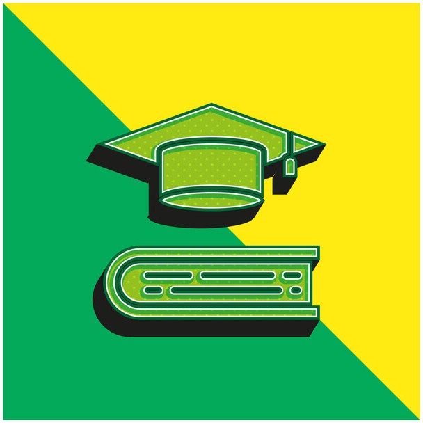 緑と黄色の現代的な3Dベクトルアイコンのロゴを予約 - ベクター画像