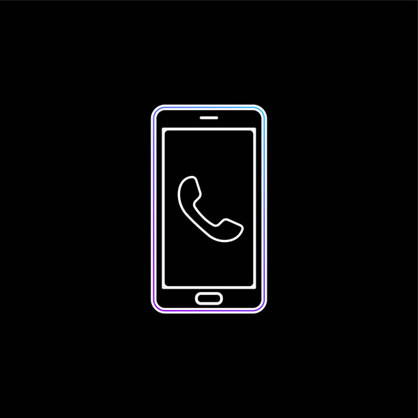Auricular On Phone Screen blue gradient vector icon - Vector, Image
