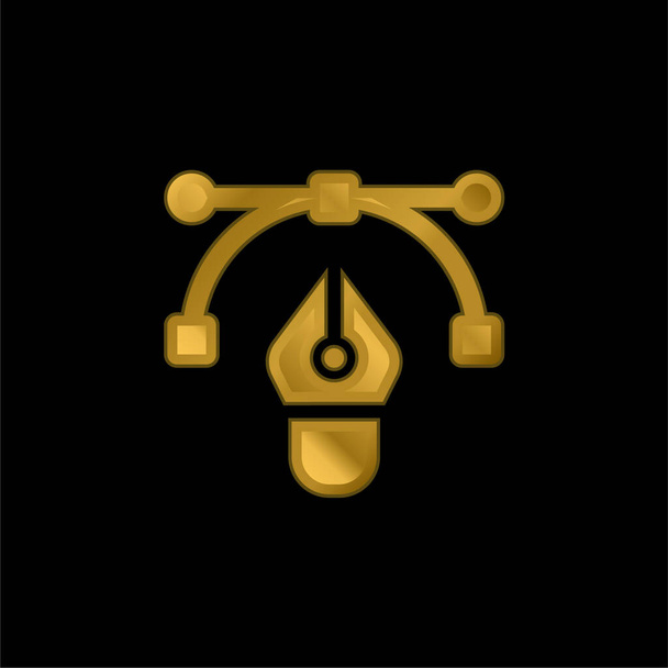 Bezier chapado en oro icono metálico o logo vector - Vector, Imagen