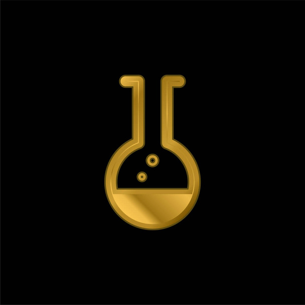 Beaker chapado en oro icono metálico o logo vector - Vector, imagen