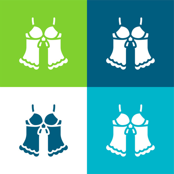 Babydoll Lakás négy szín minimális ikon készlet - Vektor, kép