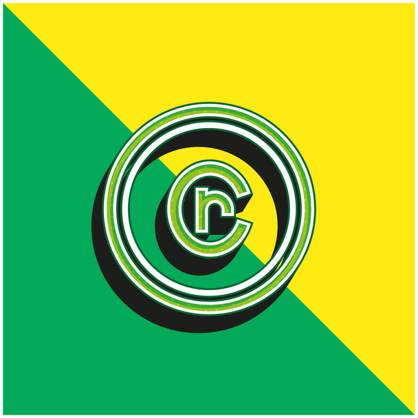 Бразильский крузейро зеленый и желтый современный 3-х мерный логотип - Вектор,изображение