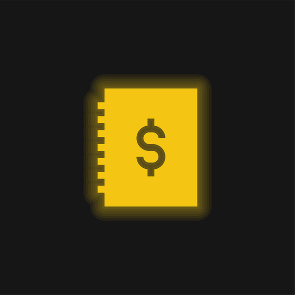 Accounts yellow glowing neon icon - Vector, Image