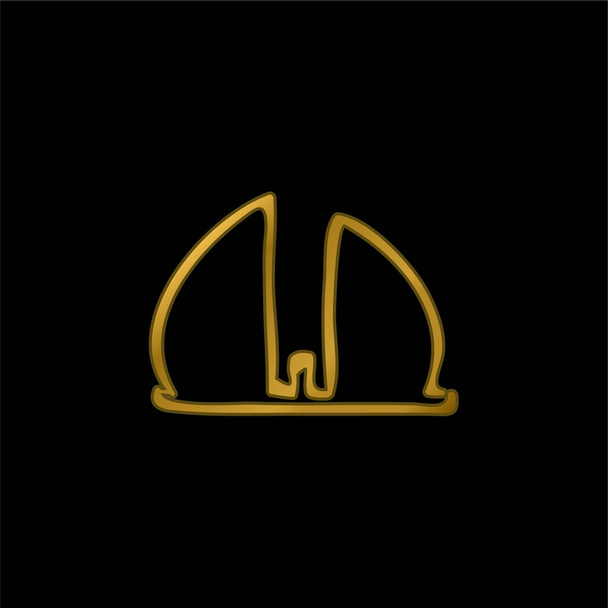 Художня будівельна рука Накреслена контурна золотиста металева ікона або вектор логотипу
 - Вектор, зображення
