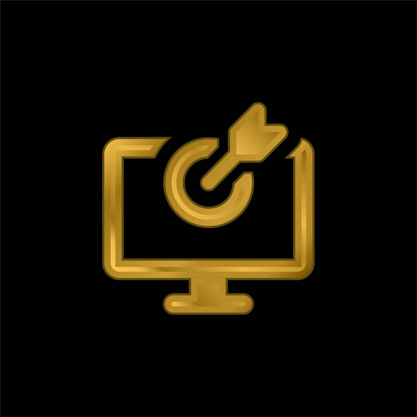 Bow chapado en oro icono metálico o logo vector - Vector, imagen