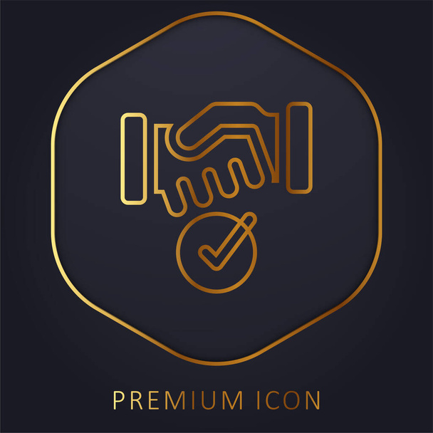 Overeenkomst gouden lijn premium logo of pictogram - Vector, afbeelding