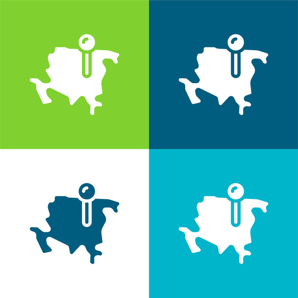 Asia Flat four color minimal icon set - Vector, Image