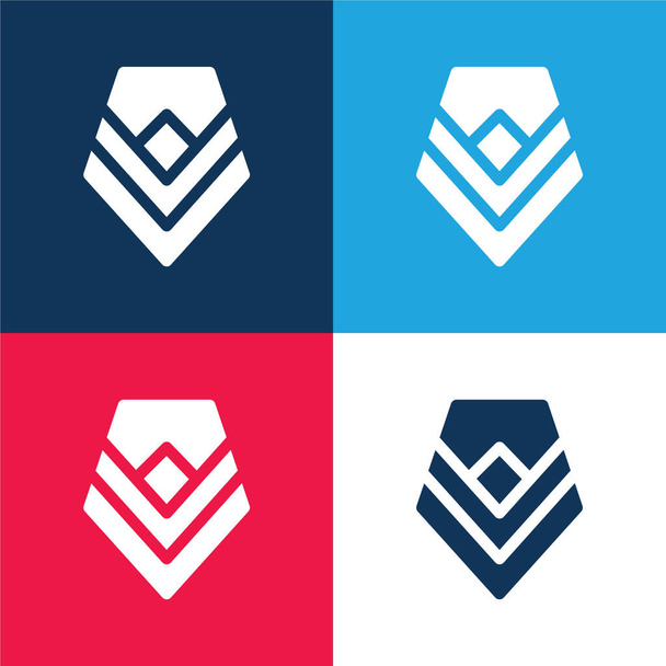 Badge bleu et rouge quatre couleurs minimum jeu d'icônes - Vecteur, image